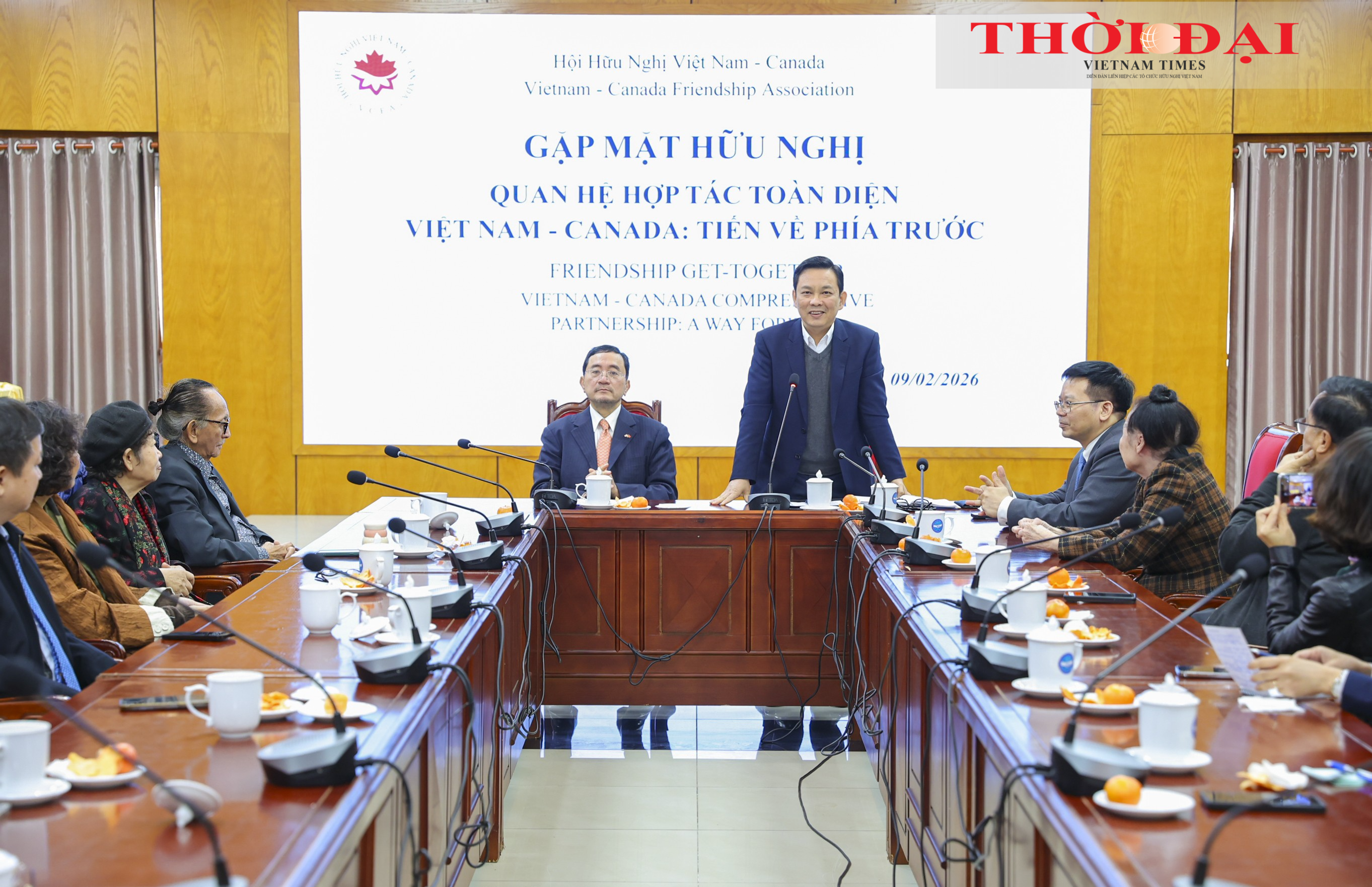 Ông Đồng Huy Cương, Phó Chủ tịch Liên hiệp các tổ chức hữu nghị Việt Nam phát biểu tại Gặp mặt hữu nghị Gặp mặt hữu nghị Việt Nam - Canada: Thúc đẩy hợp tác toàn diện qua kênh đối ngoại nhân dân