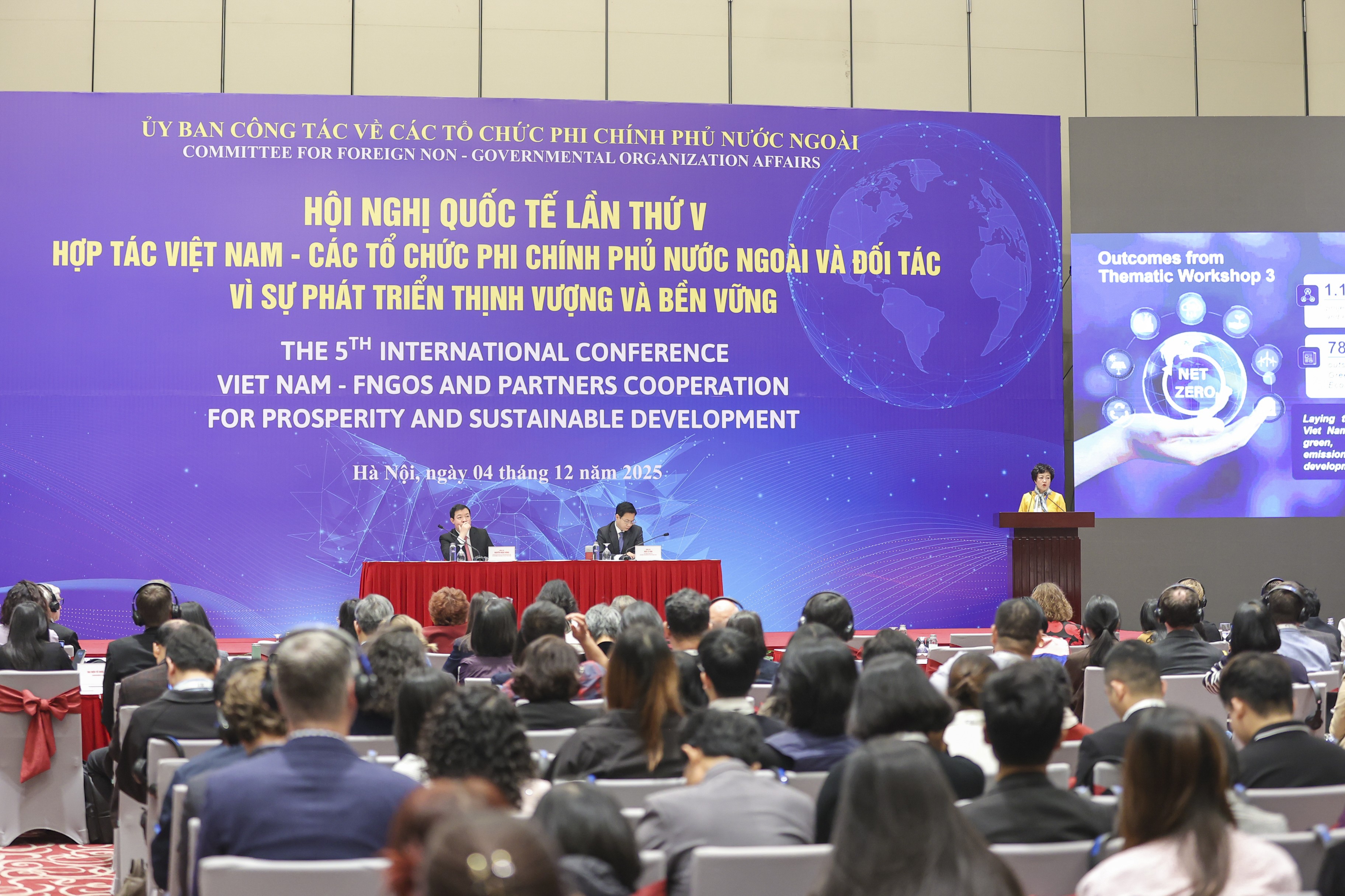 Hội nghị Quốc tế lần thứ V về hợp tác giữa Việt Nam và các tổ chức phi chính phủ nước ngoài, đối tác vì sự phát triển thịnh vượng và bền vững, ngày 04/12/2025. (Ảnh: Đinh Hòa) Hội nghị Quốc tế lần thứ V về hợp tác giữa Việt Nam và các tổ chức phi chính phủ nước ngoài, đối tác vì sự phát triển thịnh vượng và bền vững, ngày 04/12/2025. (Ảnh: Đinh Hòa)