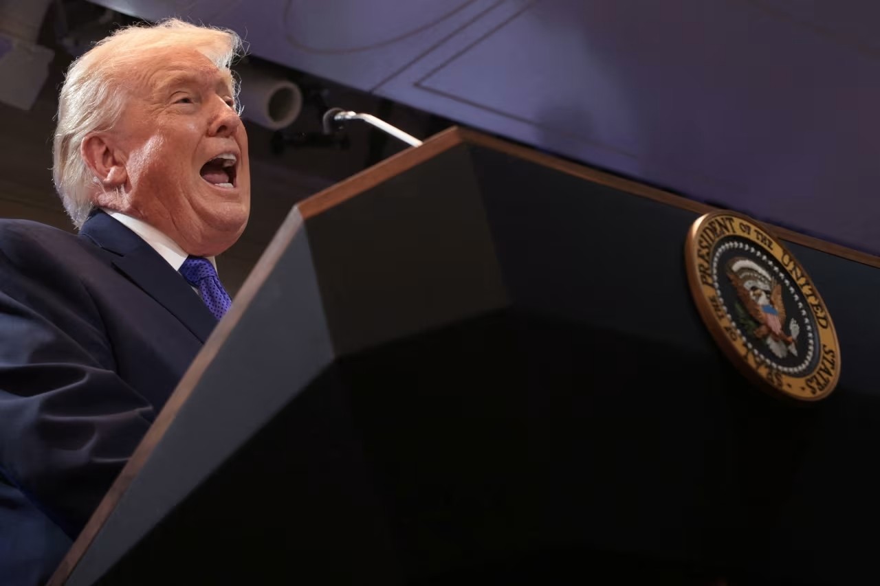Tổng thống Donald Trump phát biểu trong cuộc họp báo tại Nhà Trắng ngày 20/02/2026. (Ảnh: Reuters)