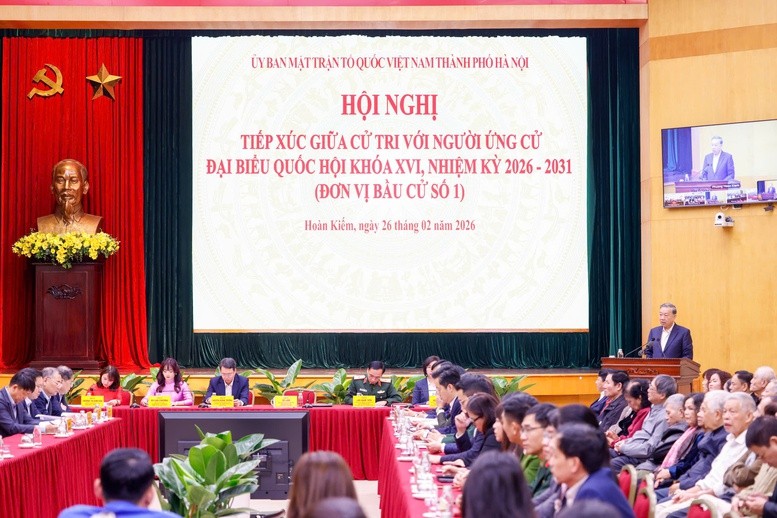 Tổng Bí thư Tô Lâm dự Hội nghị tiếp xúc giữa cử tri với người ứng cử đại biểu Quốc hội khóa XVI tại Hà Nội Tổng Bí thư Tô Lâm dự Hội nghị tiếp xúc giữa cử tri với người ứng cử đại biểu Quốc hội khóa XVI tại Hà Nội