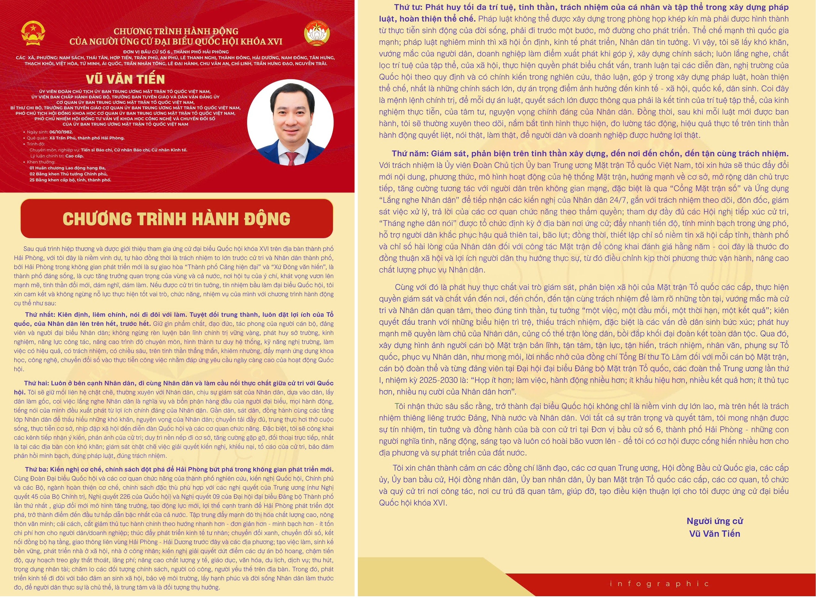 Chương trình hành động của Trưởng ban Tuyên giáo Cơ quan Ủy ban Trung ương MTTQ Việt Nam Vũ Văn Tiến - ứng cử viên đại biểu Quốc hội khóa XVI Chương trình hành động của Trưởng ban Tuyên giáo Cơ quan Ủy ban Trung ương MTTQ Việt Nam Vũ Văn Tiến - ứng cử viên đại biểu Quốc hội khóa XVI