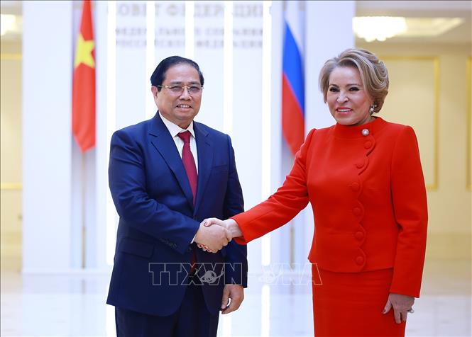 Thủ tướng Phạm Minh Chính hội kiến Chủ tịch Hội đồng Liên bang Nga Chú thích ảnh