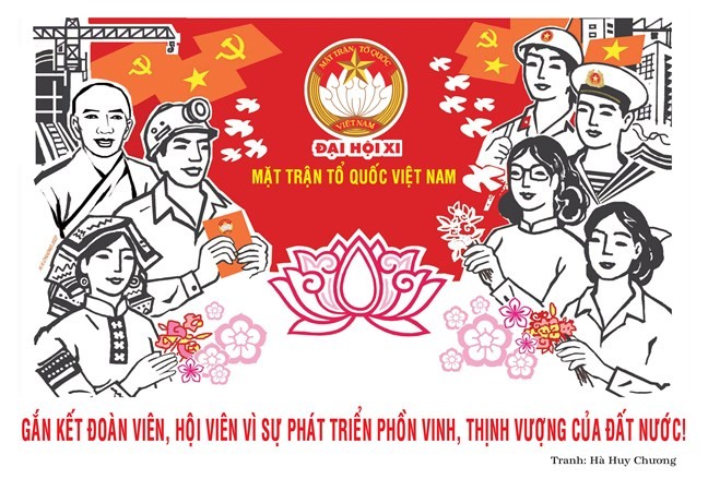 Tranh cổ động Đại hội đại biểu toàn quốc Mặt trận Tổ quốc Việt Nam lần thứ XI, nhiệm kỳ 2026-2031 của họa sĩ Hà Huy Chương. Tranh cổ động Đại hội đại biểu toàn quốc Mặt trận Tổ quốc Việt Nam lần thứ XI, nhiệm kỳ 2026-2031 của họa sĩ Hà Huy Chương.