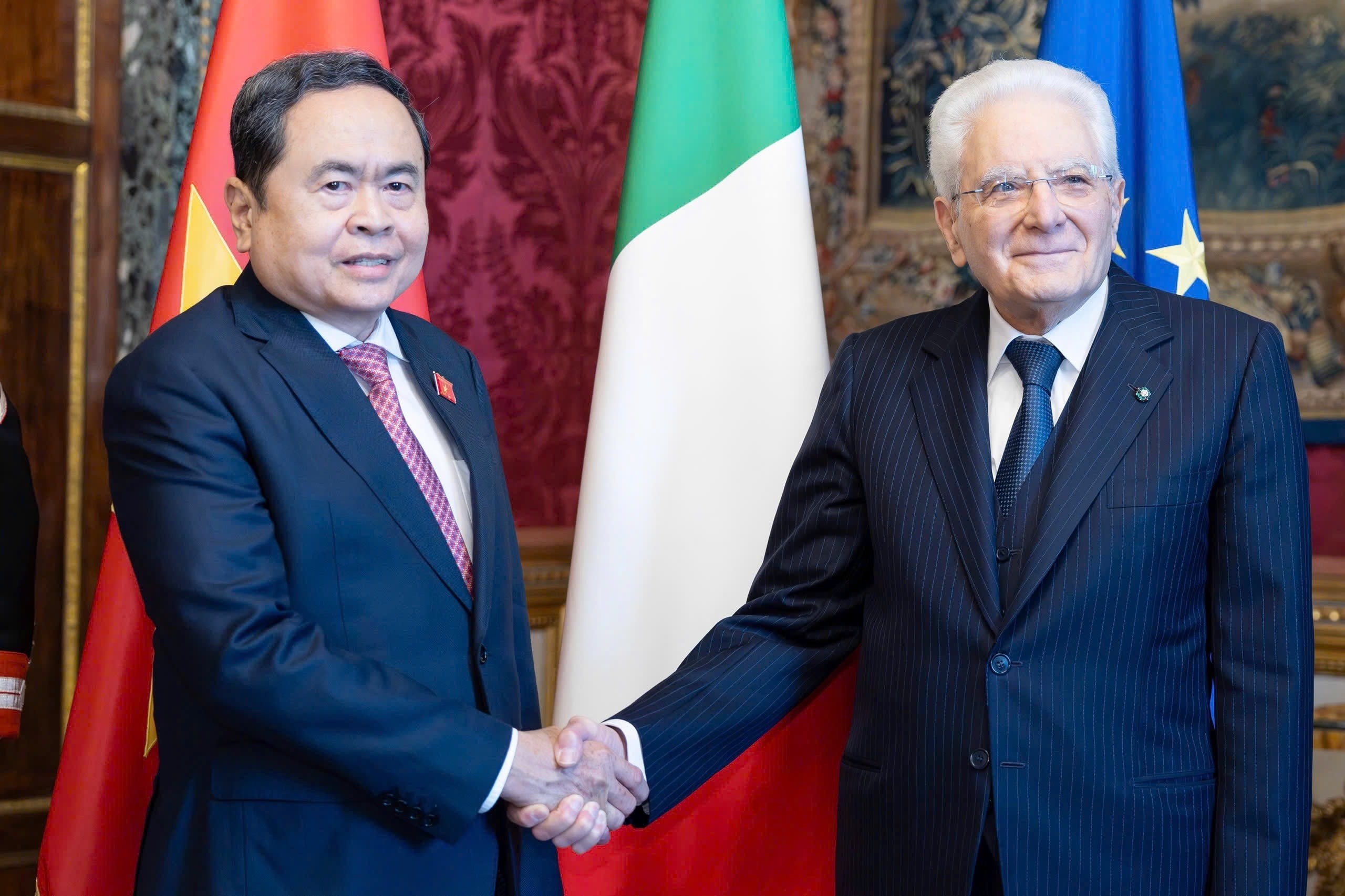 Chủ tịch Quốc hội Trần Thanh Mẫn hội kiến Tổng thống Italia Sergio Mattarella Chủ tịch Quốc hội Trần Thanh Mẫn hội kiến Tổng thống Italia Sergio Mattarella