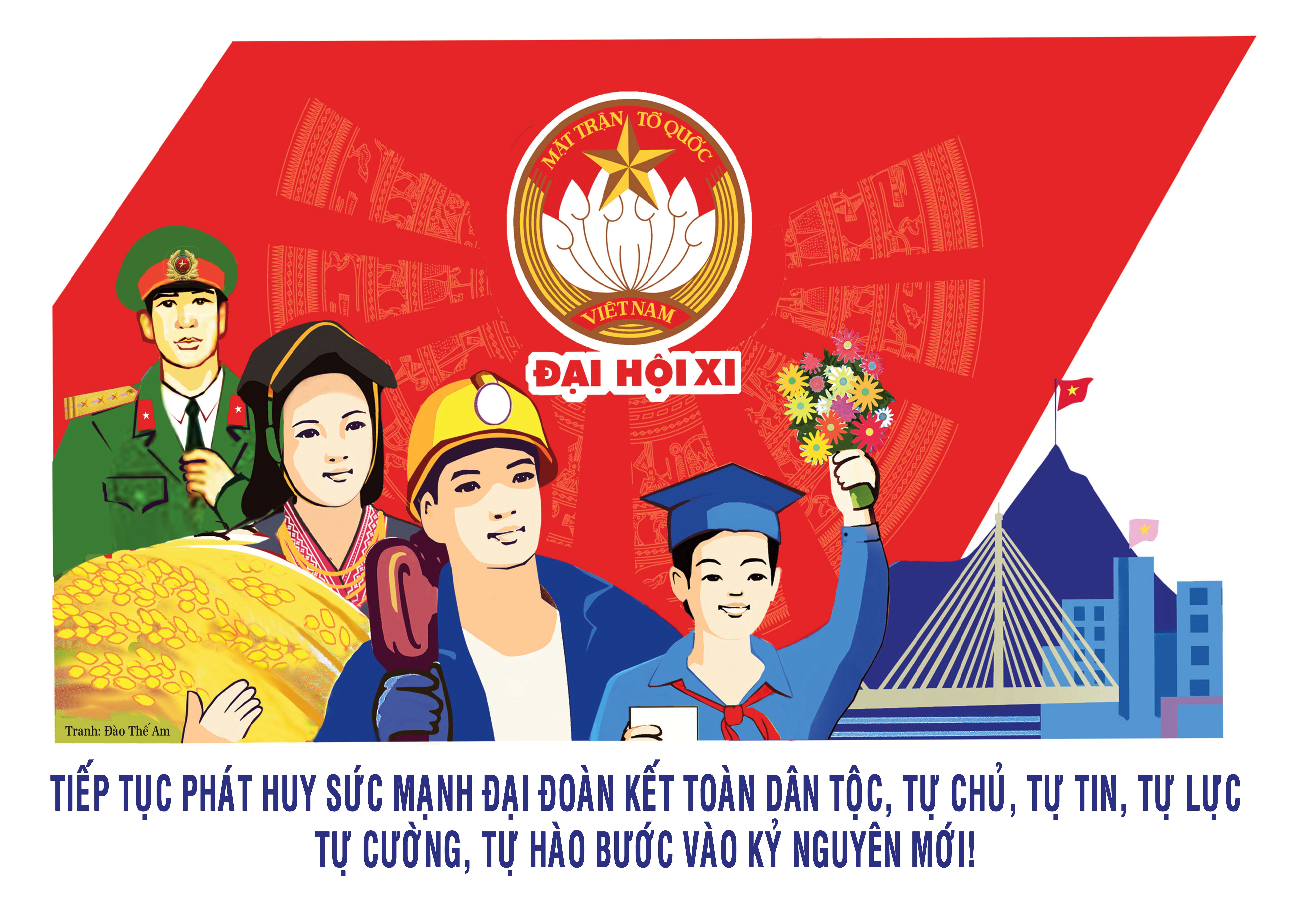 Tranh cổ động Đại hội đại biểu toàn quốc Mặt trận Tổ quốc Việt Nam lần thứ XI, nhiệm kỳ 2026-2031. (Ảnh: MTTQ