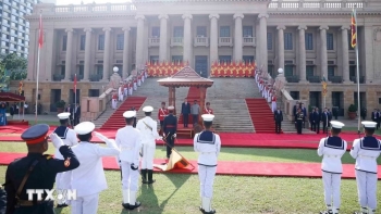 Lễ đón trọng thể Tổng Bí thư, Chủ tịch nước Tô Lâm thăm cấp Nhà nước Sri Lanka