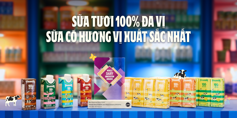 (Ảnh 2A hoặc Ảnh 2B): Sữa tươi Vinamilk 100% đa vị được vinh danh tại World Dairy Innovation Awards 2026 với hạng mục Sản phẩm sữa có hương vị xuất sắc nhất (Ảnh: VN).