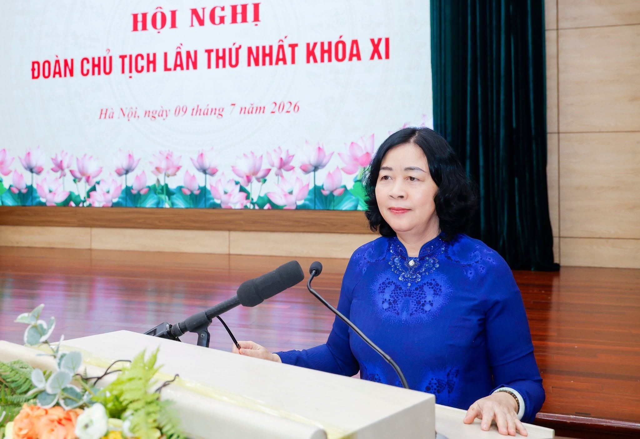 Bà Bùi Thị Minh Hoài, Ủy viên Bộ Chính trị, Bí thư Trung ương Đảng, Chủ tịch Ủy ban Trung ương MTTQ Việt Nam phát biểu bế mạc Hội nghị 