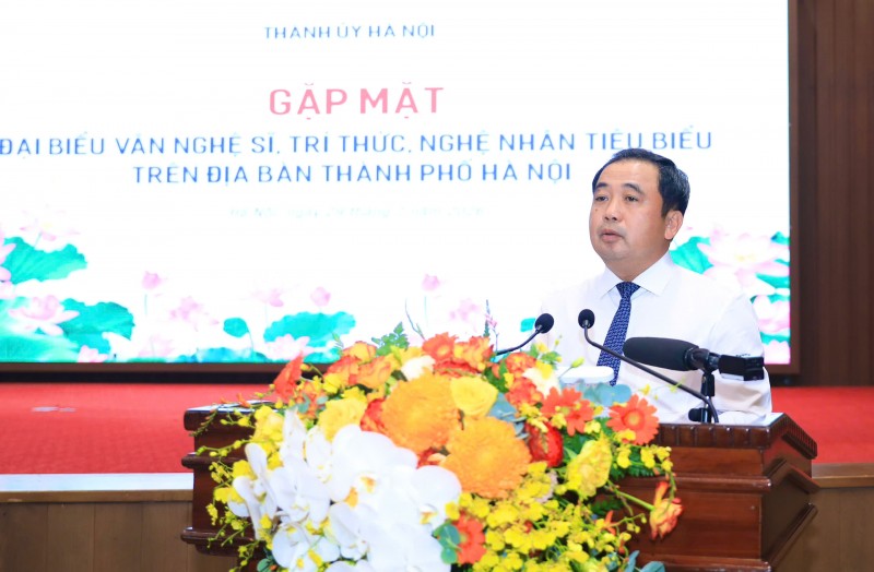 Bí thư Thành ủy Hà Nội Trần Đức Thắng phát biểu. (Ảnh: T.L)
