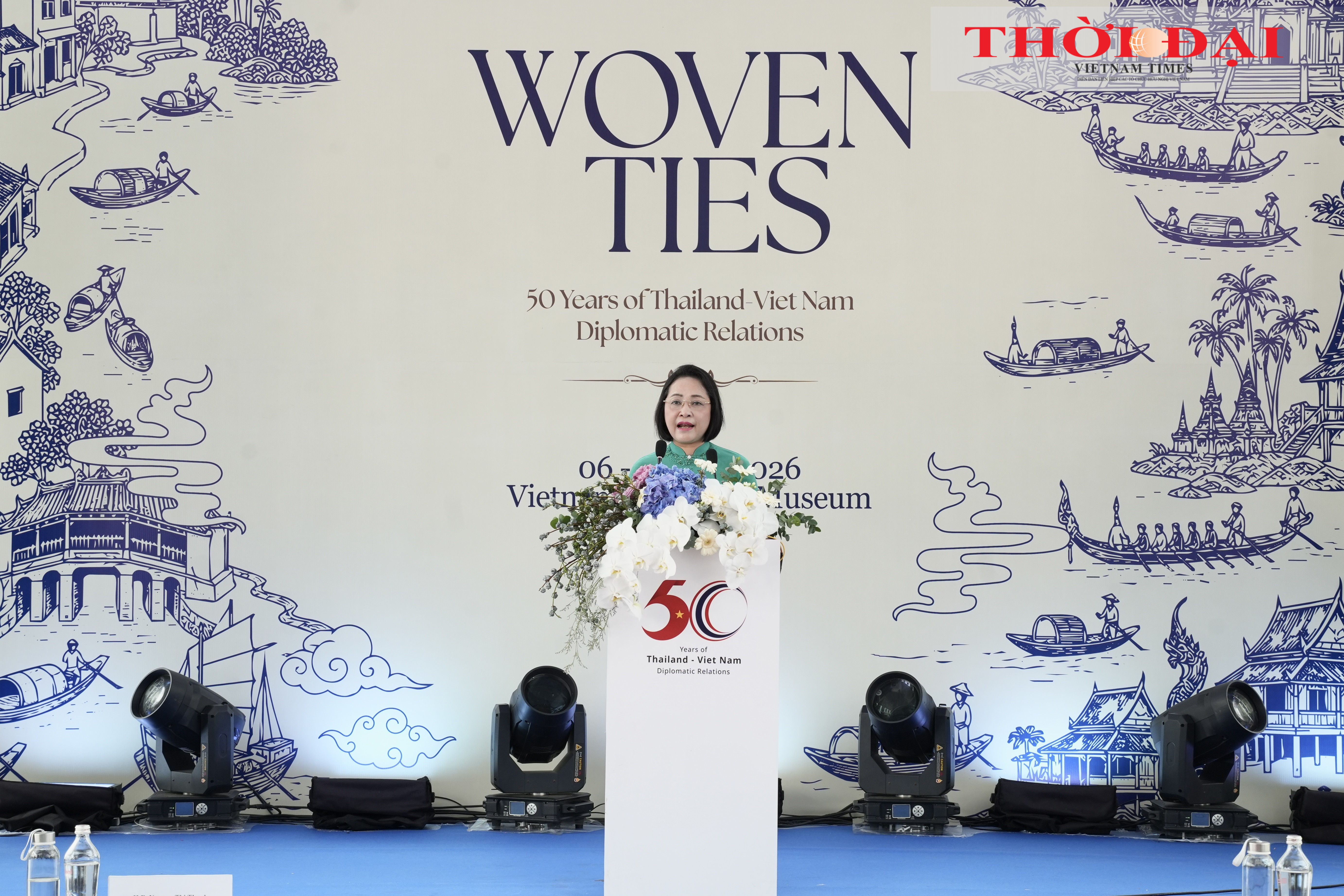 Phó Chủ tịch Quốc hội Nguyễn Thị Thanh phaát biểu tại lễ khai mạc triển lãm. (Ảnh: Thanh Thảo)