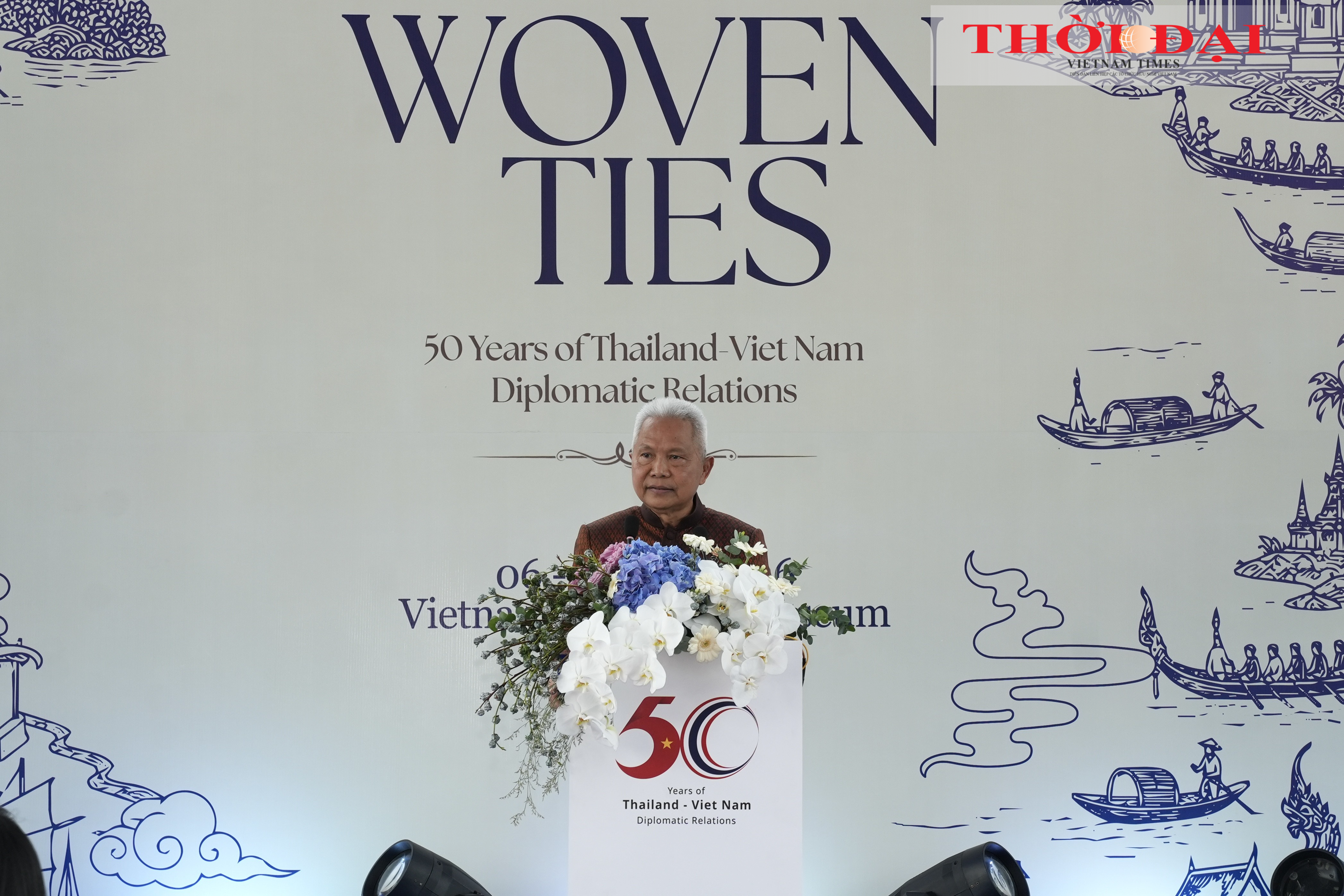 Chủ tịch Quốc hội kiêm Chủ tịch Hạ viện Thái Lan Sophon Zaram phát biểu tại lễ khai mạc triển lãm. (Ảnh: Thanh Thảo)