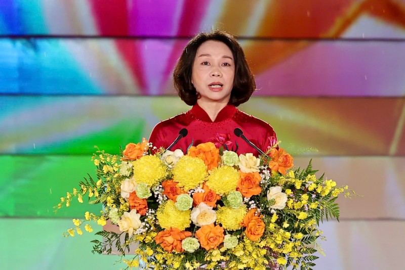 Phó Chủ tịch UBND thành phố Hà Nội Vũ Thu Hà phát biểu khai mạc Festival Võ thuật Quốc tế Hà Nội 2026. (Ảnh: T.L)